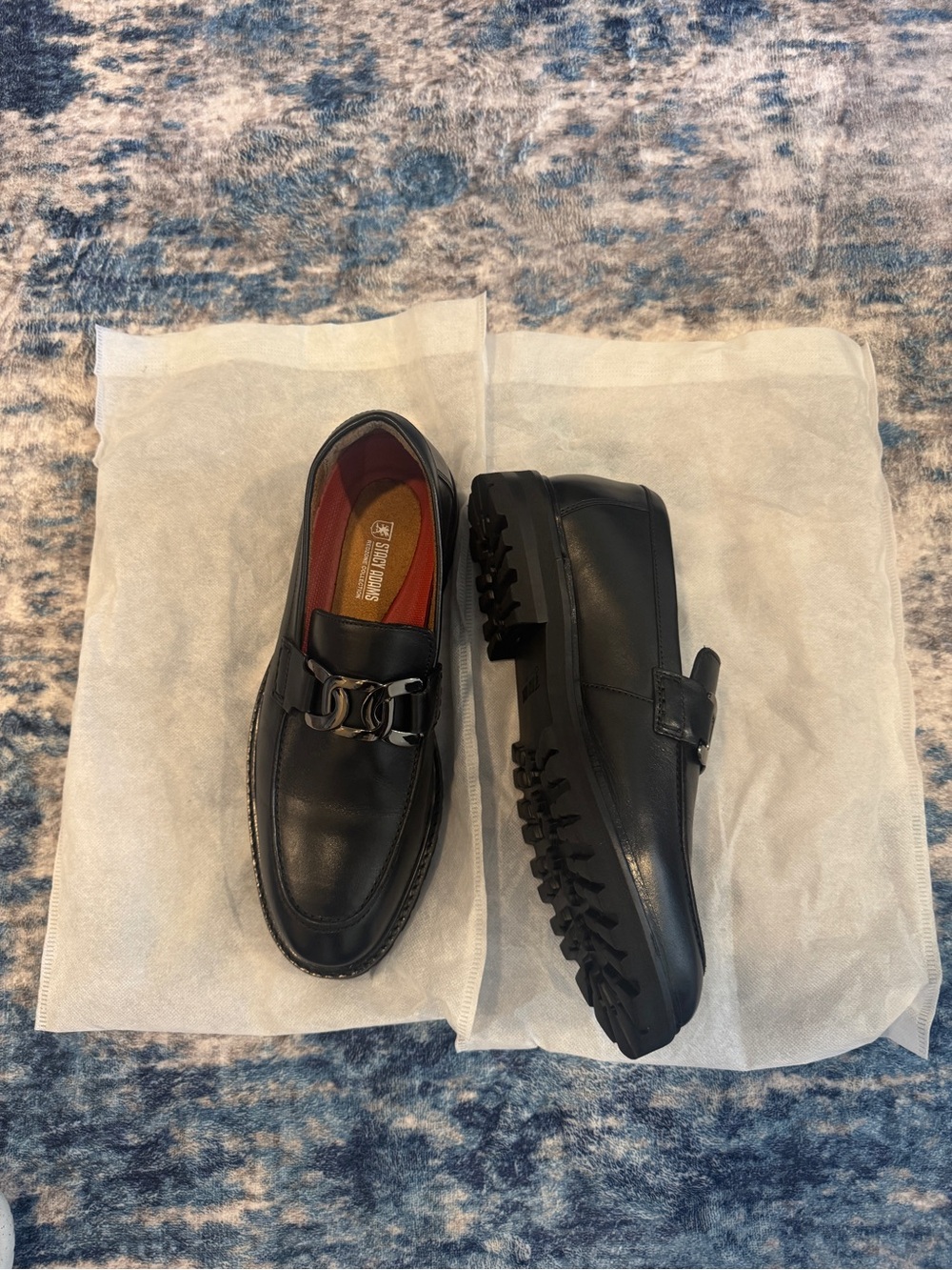 Stacey Adams Leather Dress Loafers with Silver Chain Accent - Picture 7 of 7